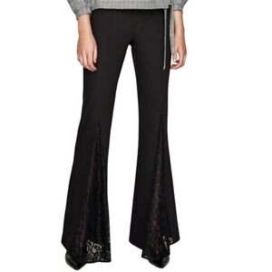 NWT ZARA Women's Black Lace Flare Dress Pants, Size Medium